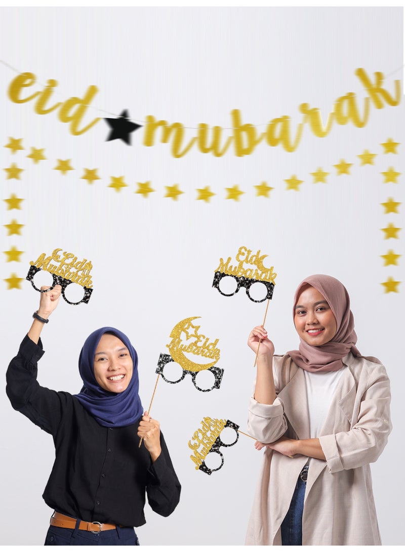 8 PCS Ramadan Kareem Eyeglasses Eid Mubarak Calstel Moon Paper Glasses Ramadan Mubarak Party Paper Glasses,Eid Al Adha Party Decorations for Islamic Muslim Party Decor - Image 5